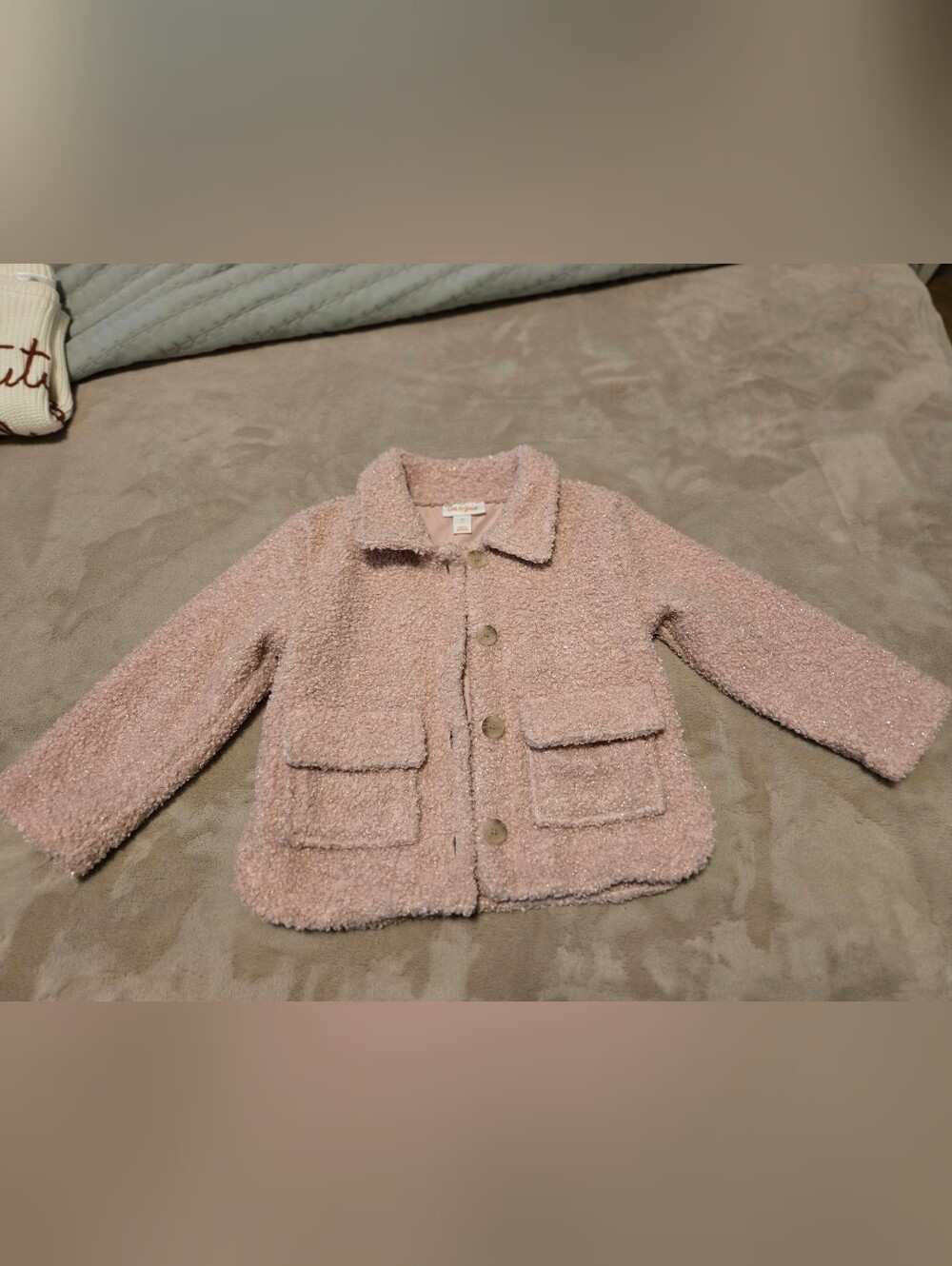Cat & Jack Toddler Girls Pink Sherpa Jacket - Size 3T